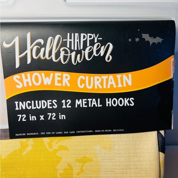 Happy Halloween Haunted House Bats Shower Curtain Includes 12 Metal Hooks - Picture 3 of 10